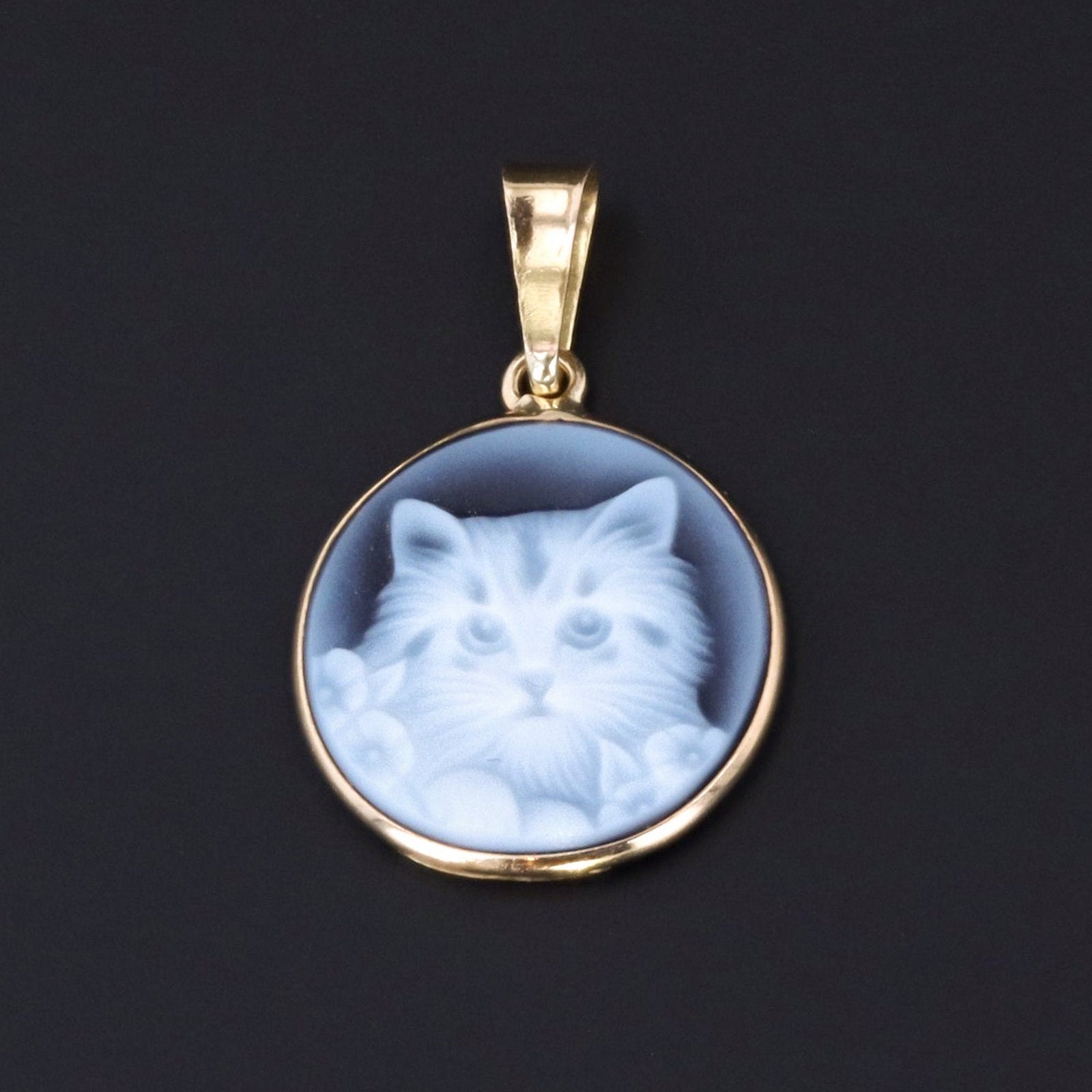 Cat Pendant | 14k Gold Cat Charm - Trademark Antiques