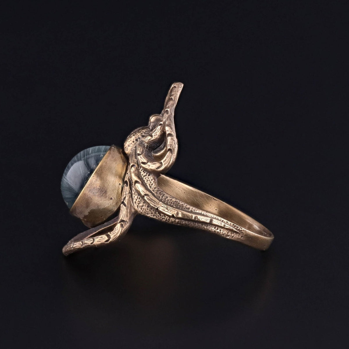 Cat's Eye Tourmaline Spider Ring of 14k Gold - Trademark Antiques