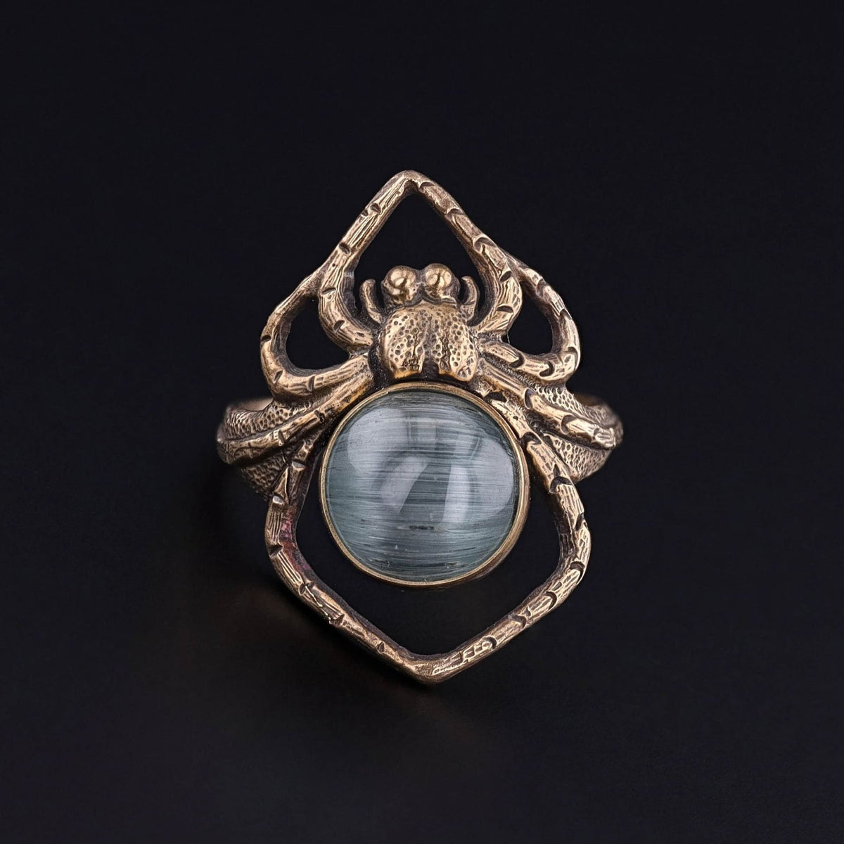 Cat's Eye Tourmaline Spider Ring of 14k Gold - Trademark Antiques