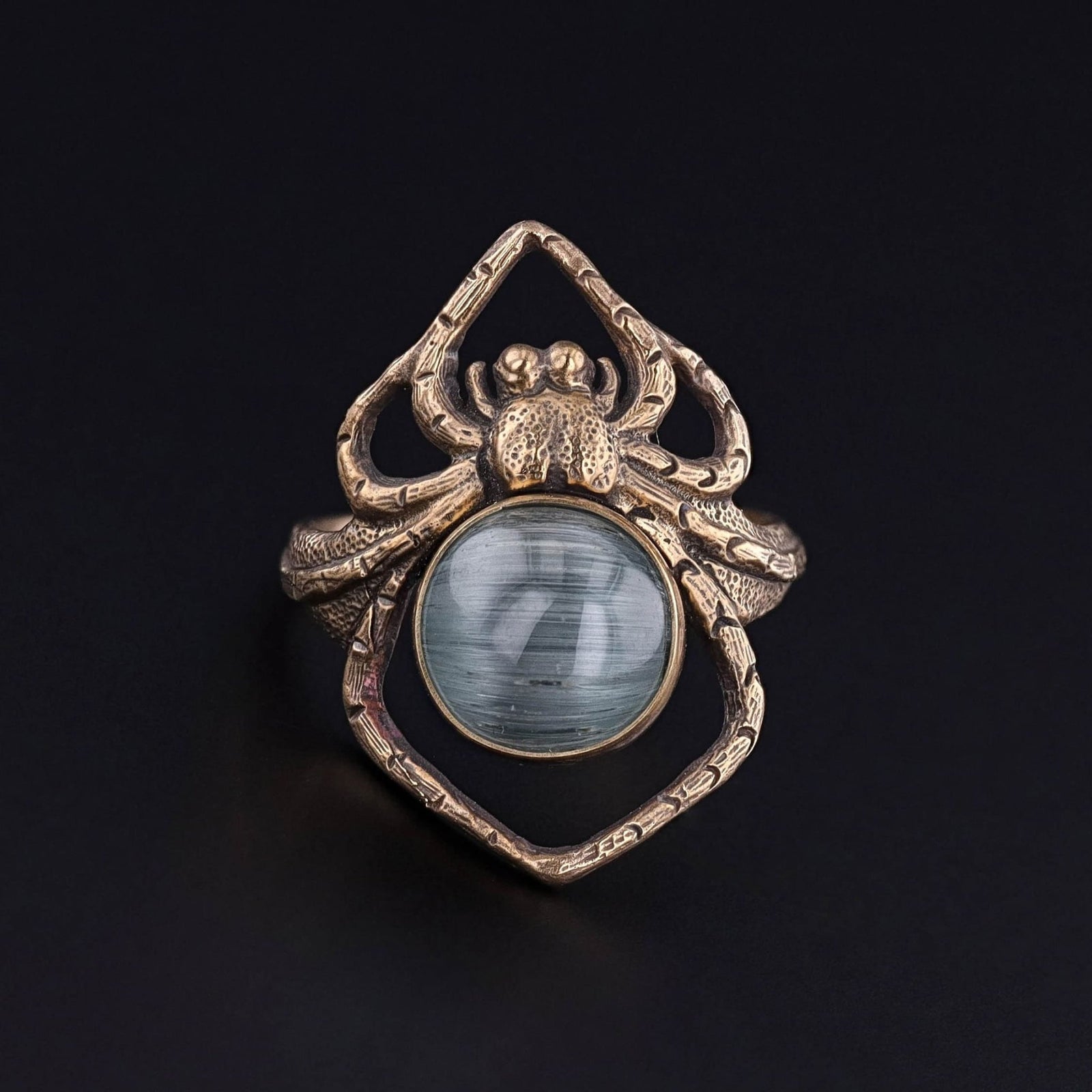 Cat's Eye Tourmaline Spider Ring of 14k Gold - Trademark Antiques