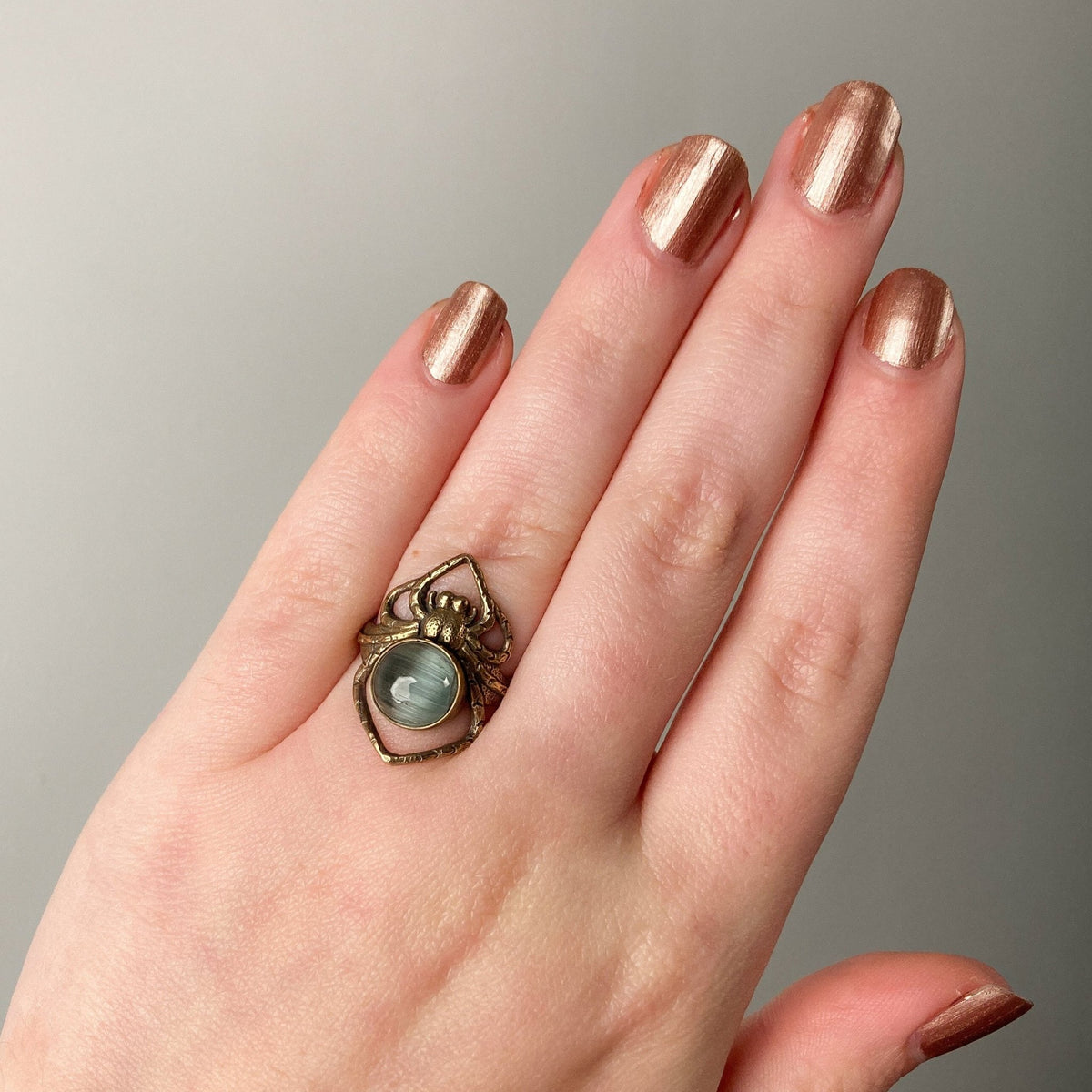 Cat's Eye Tourmaline Spider Ring of 14k Gold - Trademark Antiques
