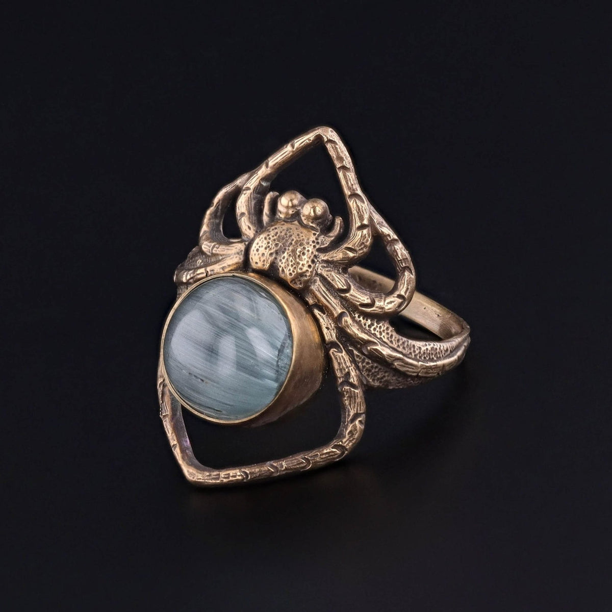 Cat's Eye Tourmaline Spider Ring of 14k Gold - Trademark Antiques
