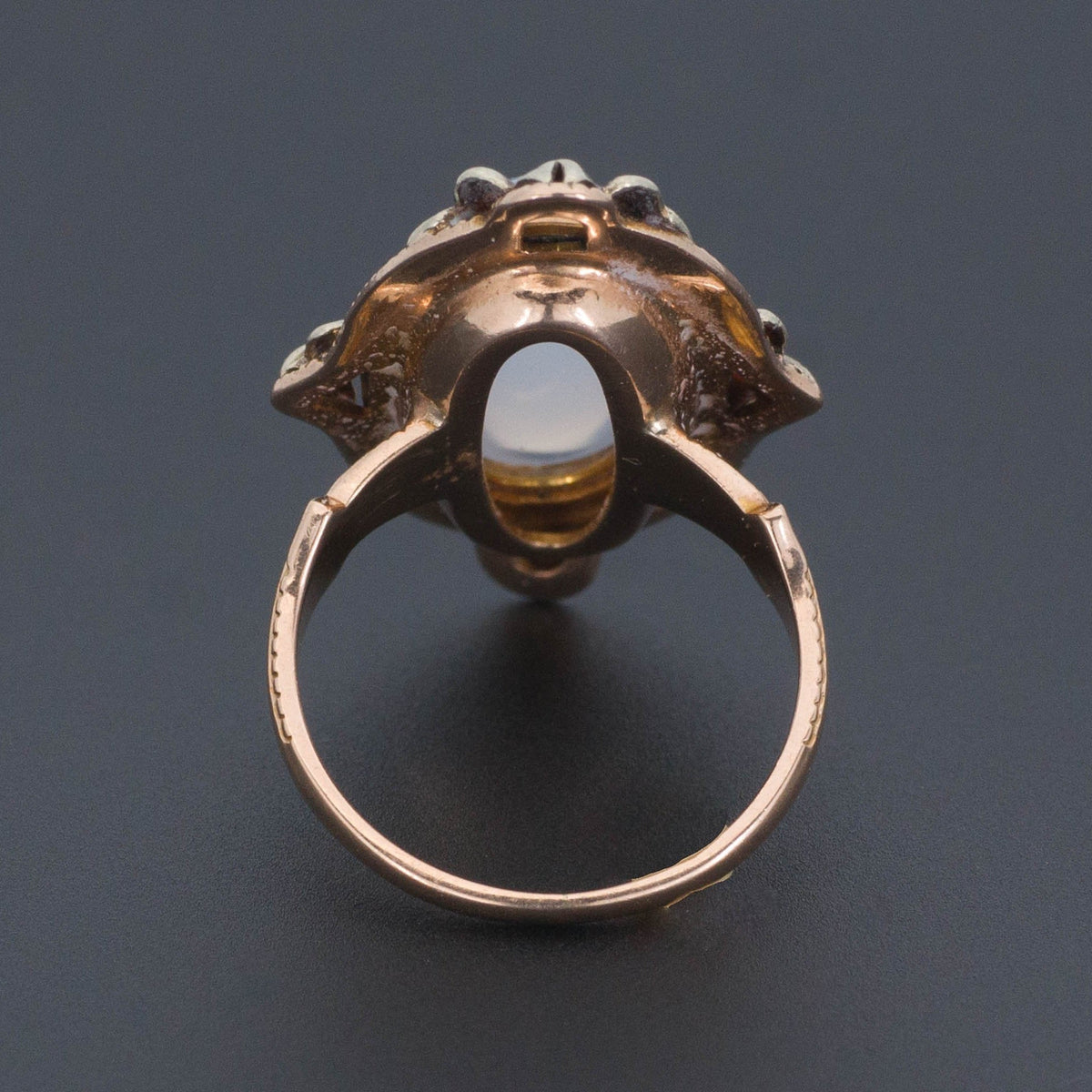 Chalcedony and Enamel Ring | Antique Ring - Trademark Antiques