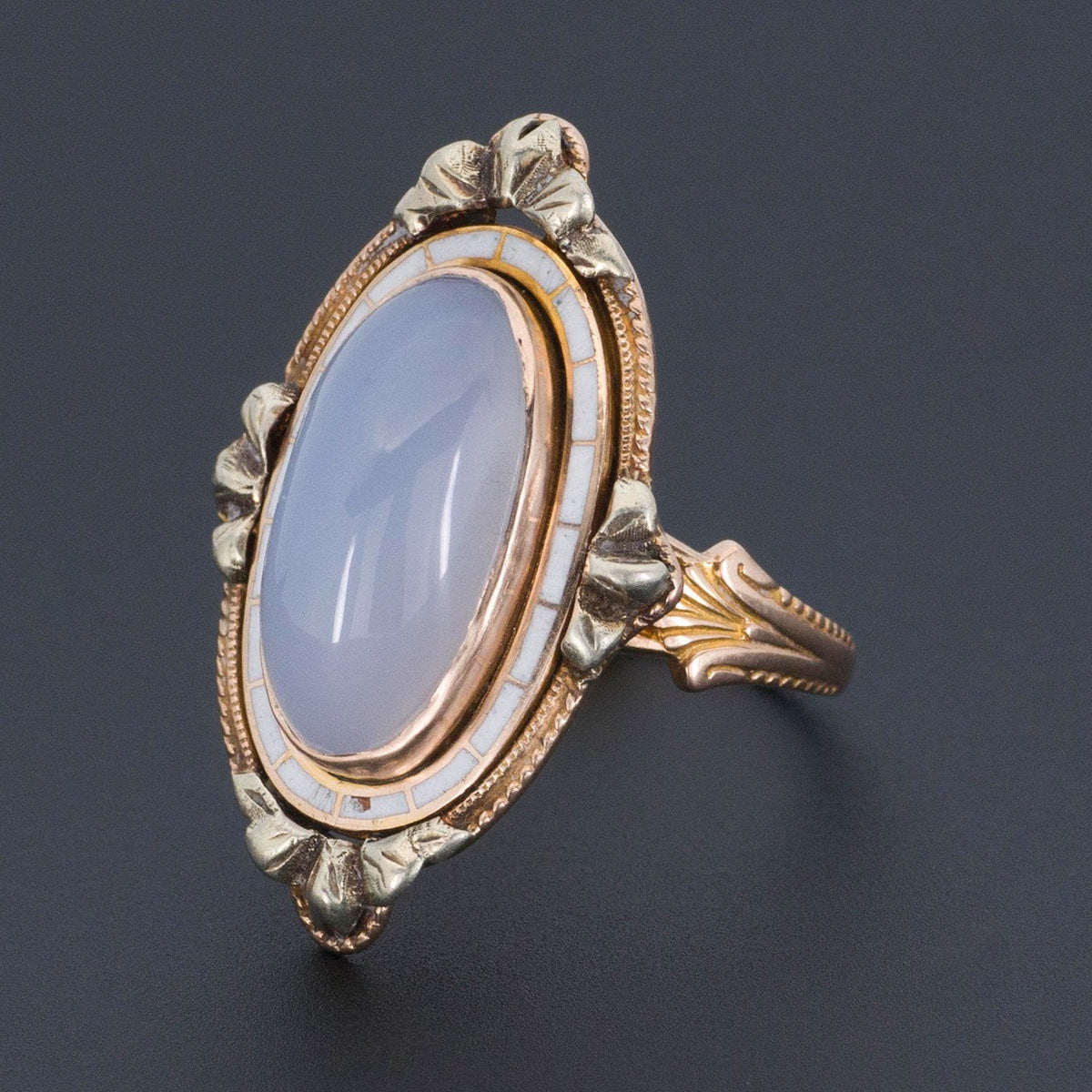 Chalcedony and Enamel Ring | Antique Ring - Trademark Antiques