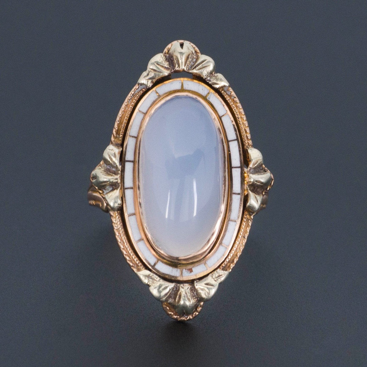 Chalcedony and Enamel Ring | Antique Ring - Trademark Antiques