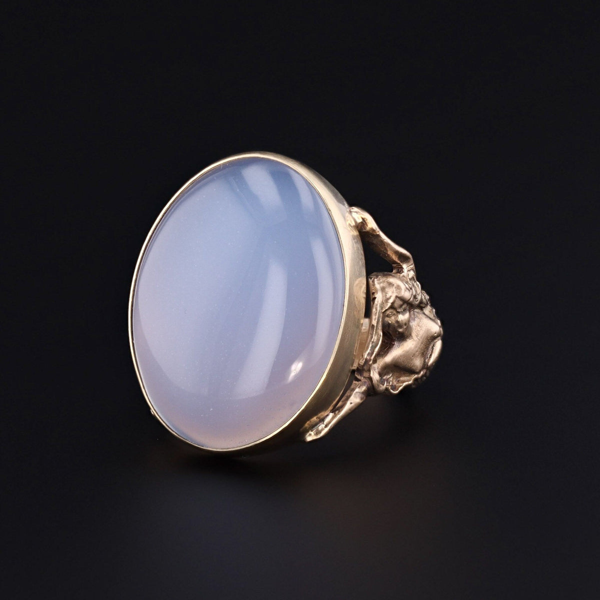 Chalcedony Ring | 14k Gold Floral Woman Ring - Trademark Antiques