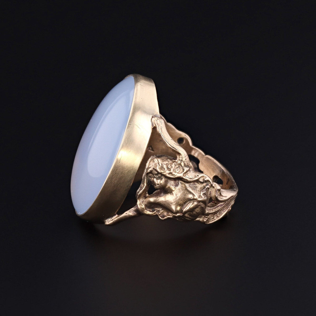 Chalcedony Ring | 14k Gold Floral Woman Ring - Trademark Antiques