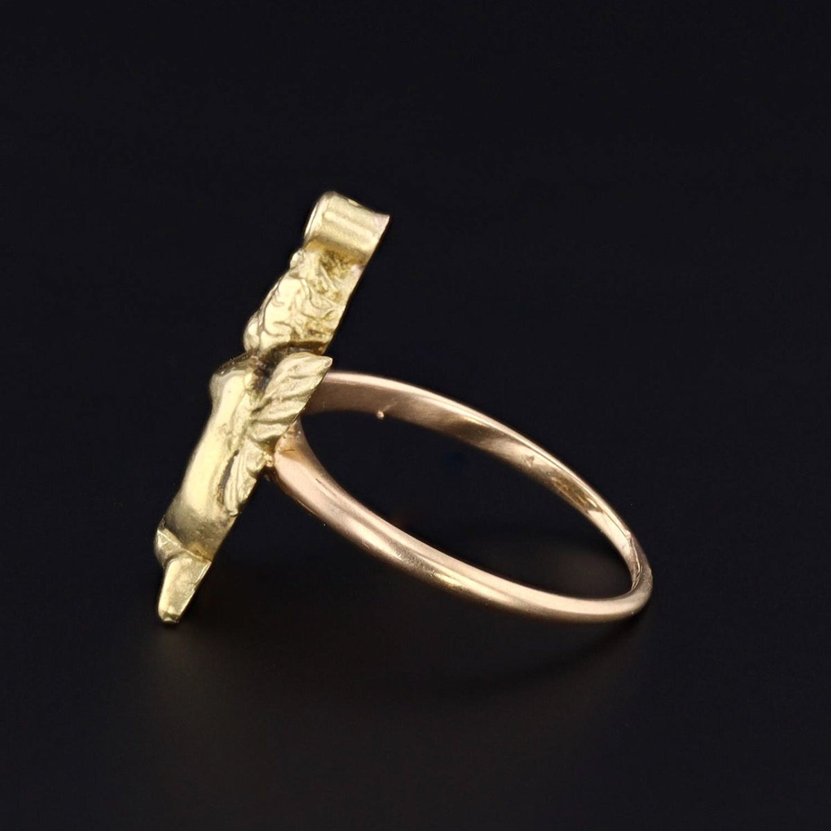 Cherub Ring | 18k Yellow &amp; Diamond Ring - Trademark Antiques