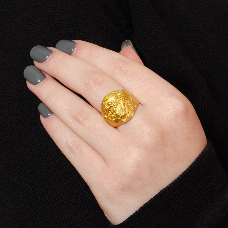 Chinese Dragon Ring | 24k Gold Ring - Trademark Antiques