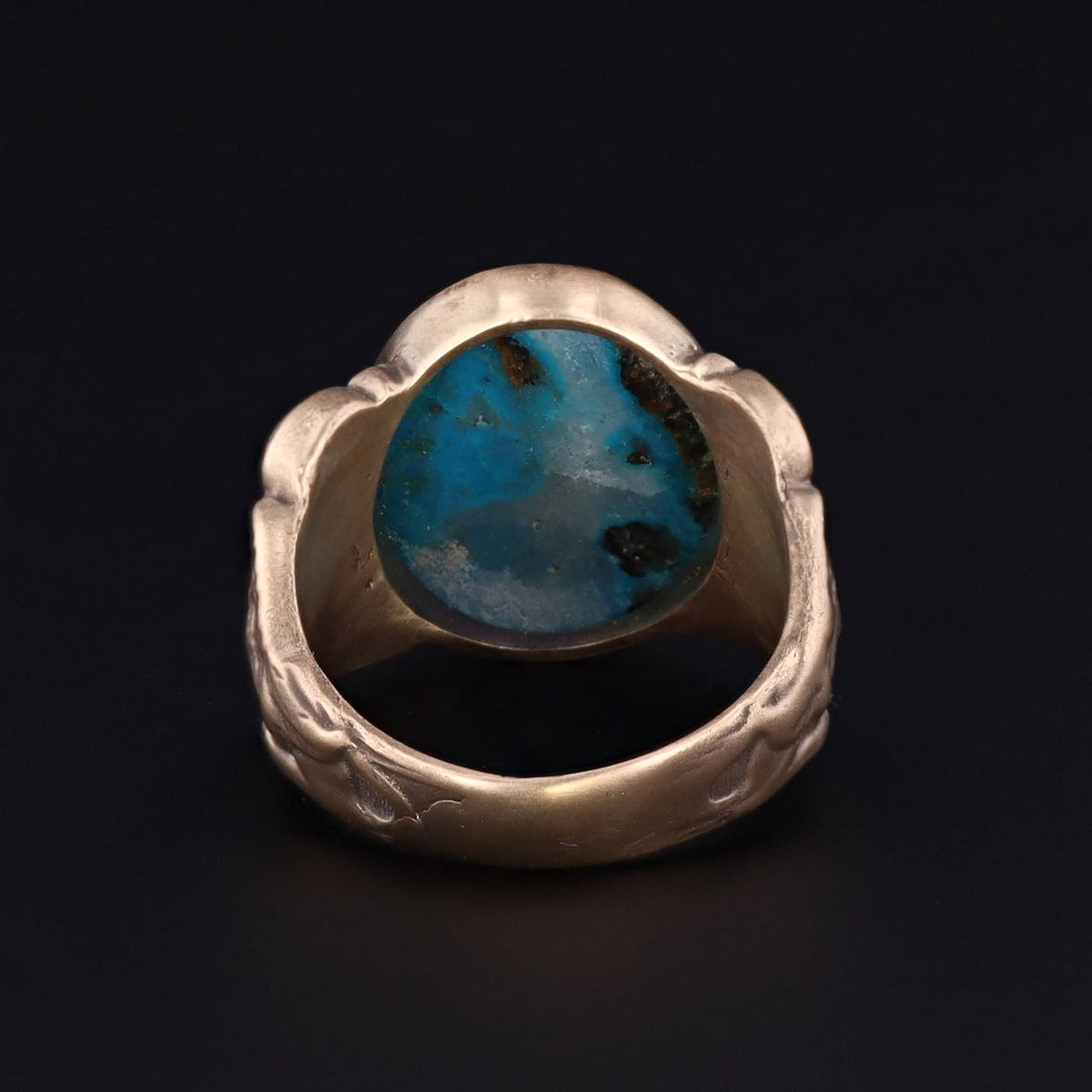Chrysocolla Ring | 14k Gold Sphinx Ring - Trademark Antiques