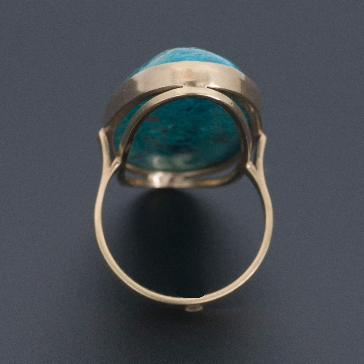 Chrysocolla Statement Ring | 14k Gold Ring - Trademark Antiques