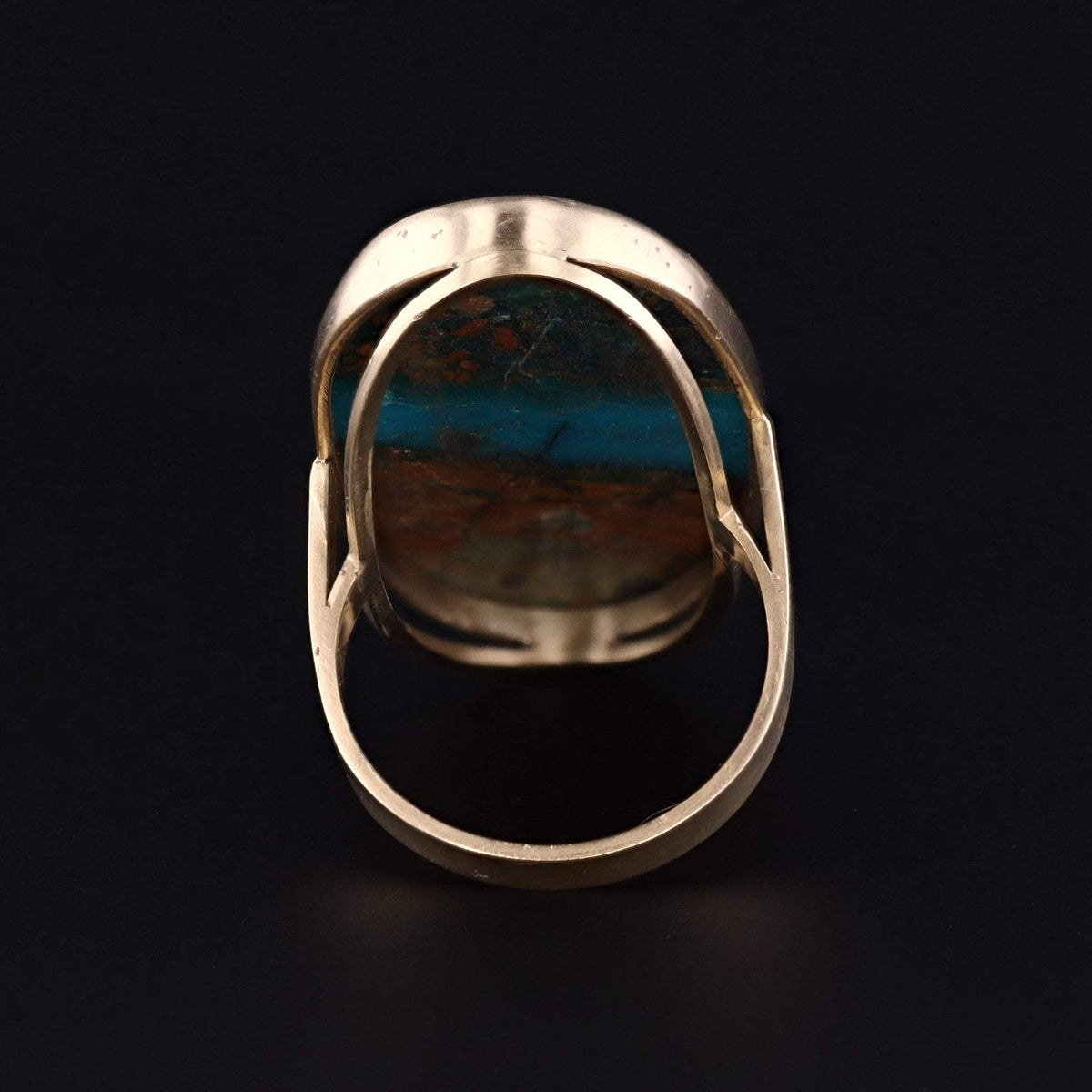Chrysocolla Statement Ring | 14K Gold Ring - Trademark Antiques