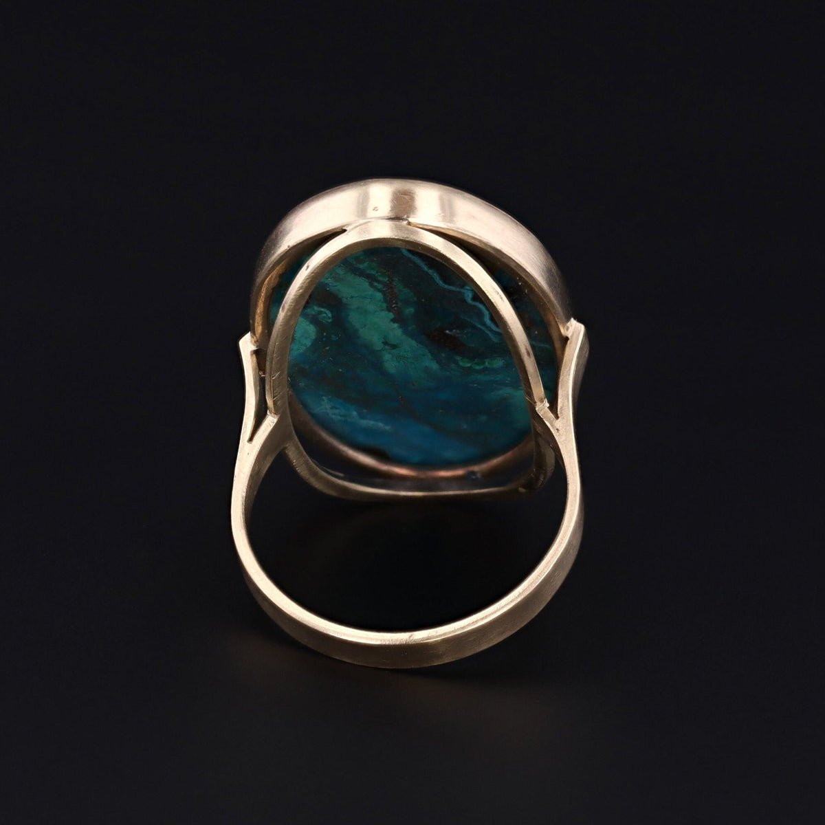Chrysocolla Statement Ring | 14K Gold Ring - Trademark Antiques