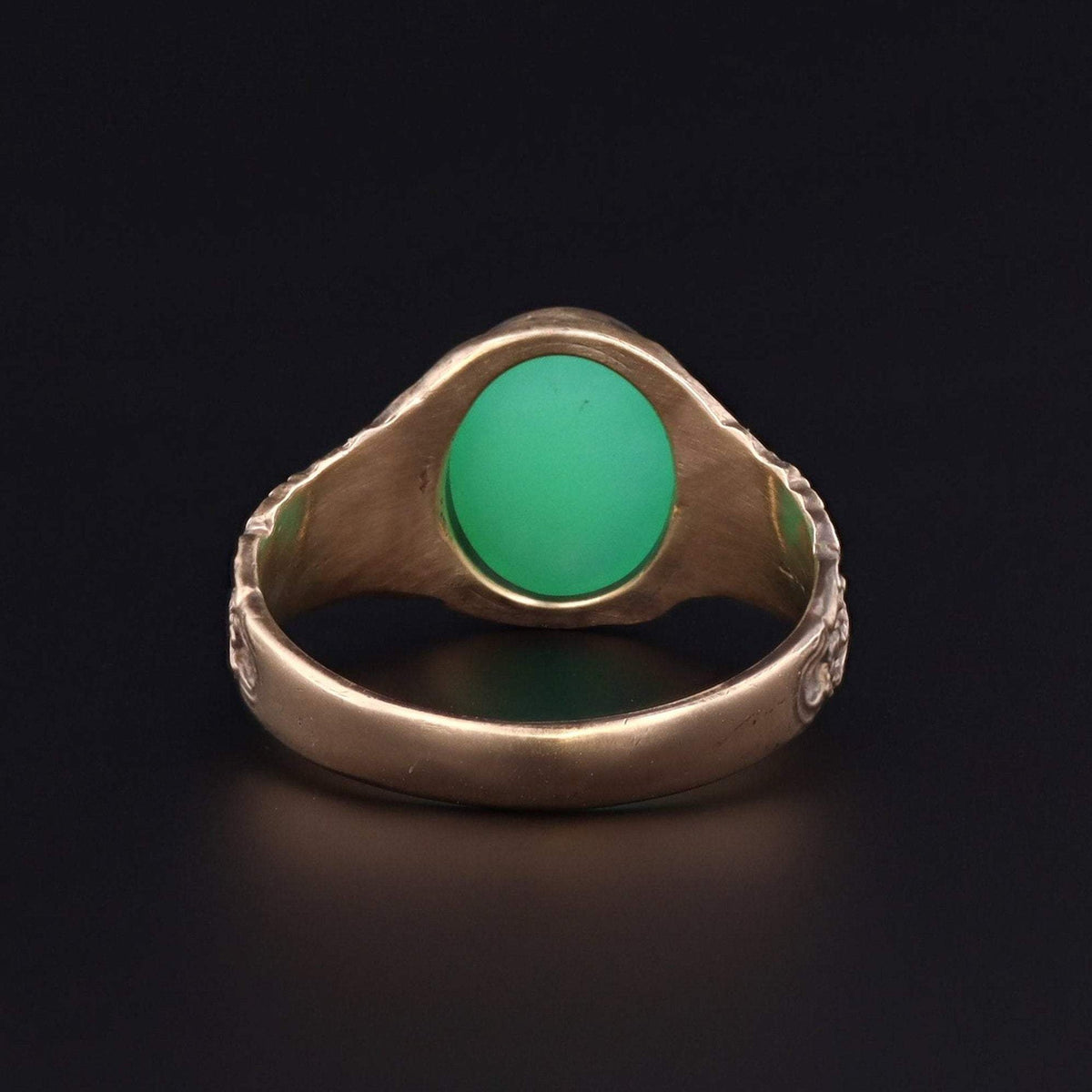 Chrysoprase Ring | 14k Gold Chrysoprase Bird Ring - Trademark Antiques