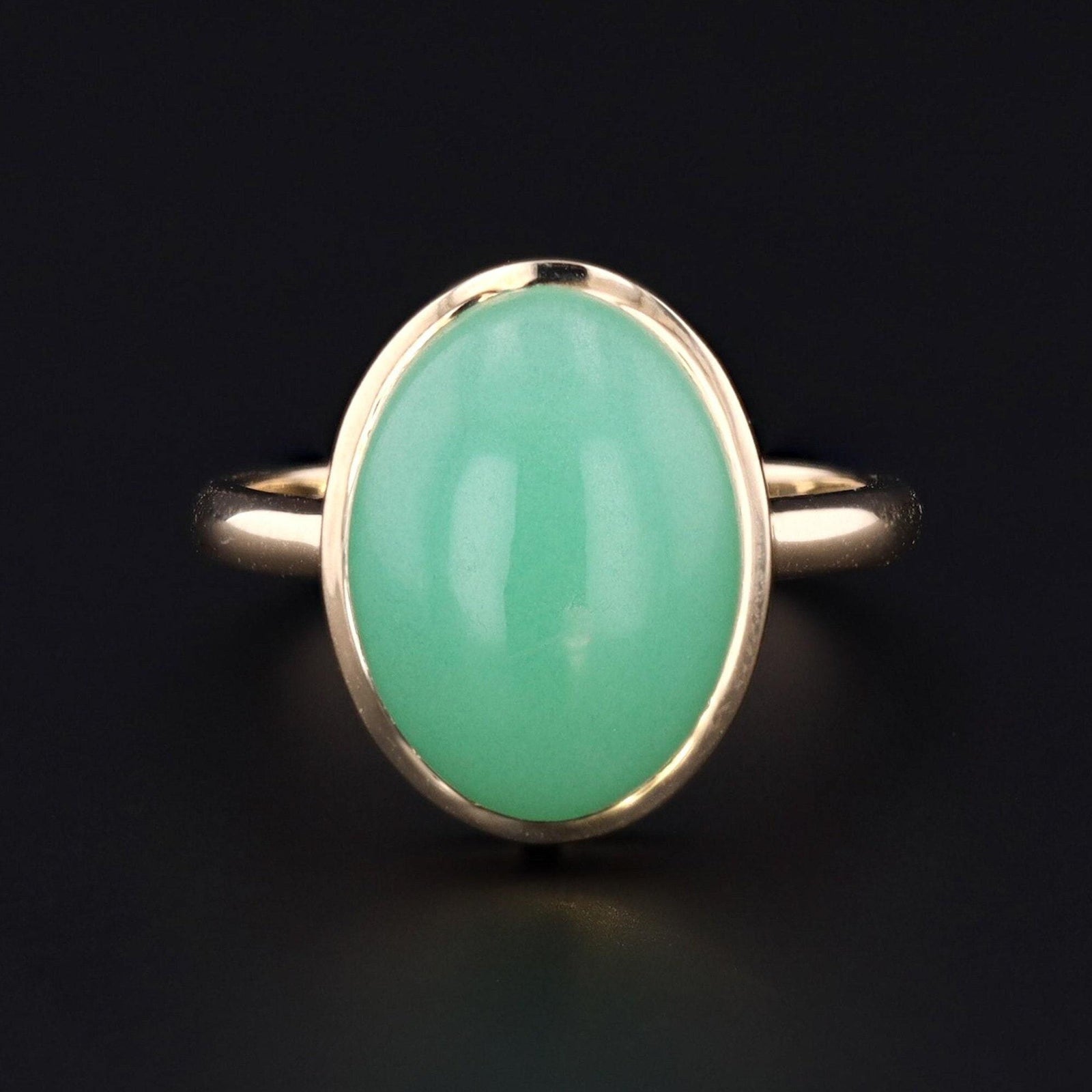 Chrysoprase Ring | 14k Gold Chrysoprase Ring - Trademark Antiques