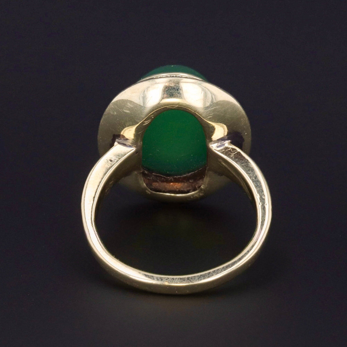 Chrysoprase Ring | 14k Gold Enamel &amp; Chrysoprase Ring - Trademark Antiques