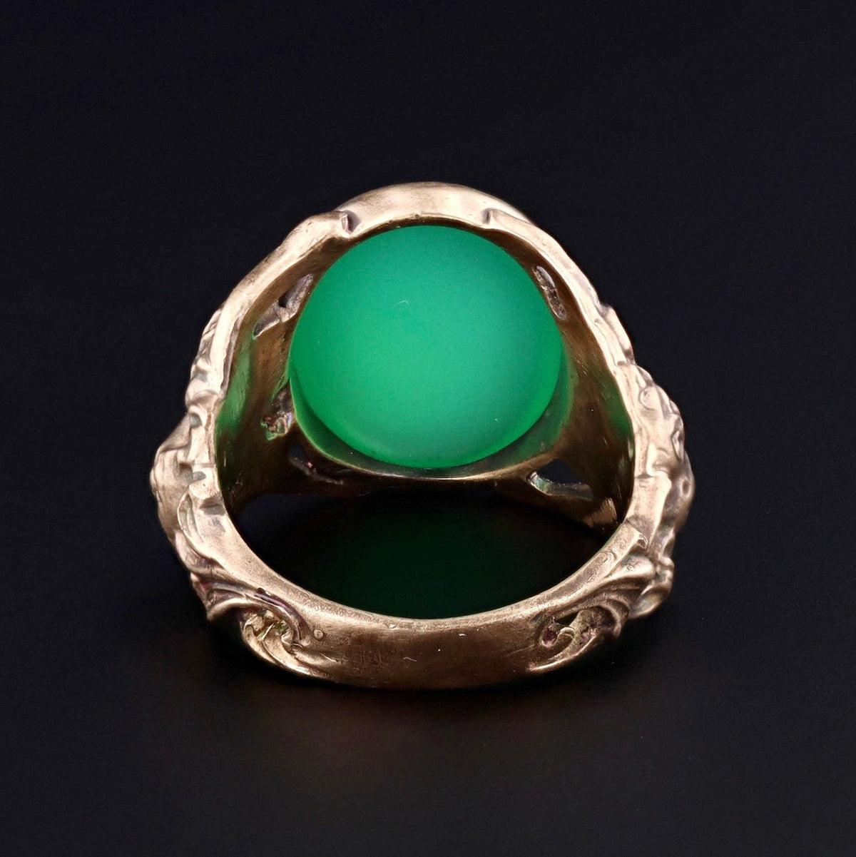 Chrysoprase Ring | 14k Gold Floral Woman Ring - Trademark Antiques