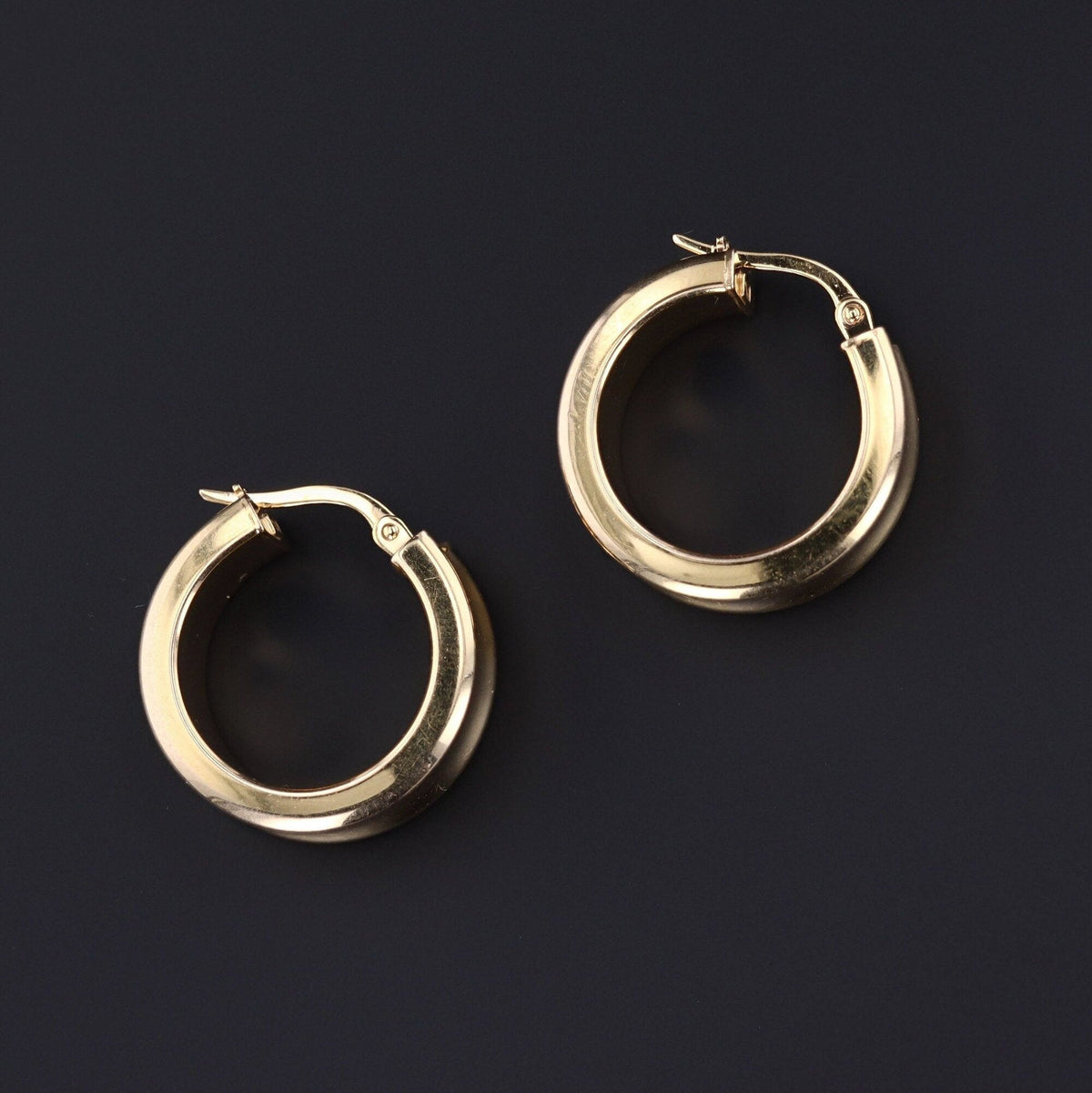 Chunky 14k Gold Hoop Earrings | Vintage 14k Gold Earrings - Trademark Antiques