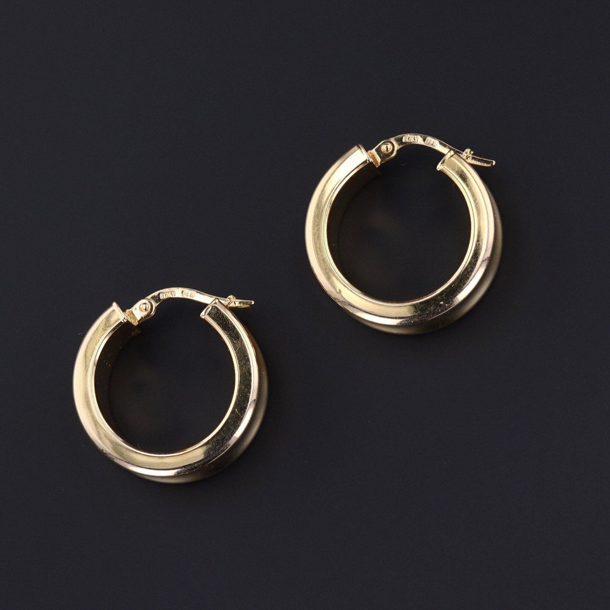 Chunky 14k Gold Hoop Earrings | Vintage 14k Gold Earrings - Trademark Antiques