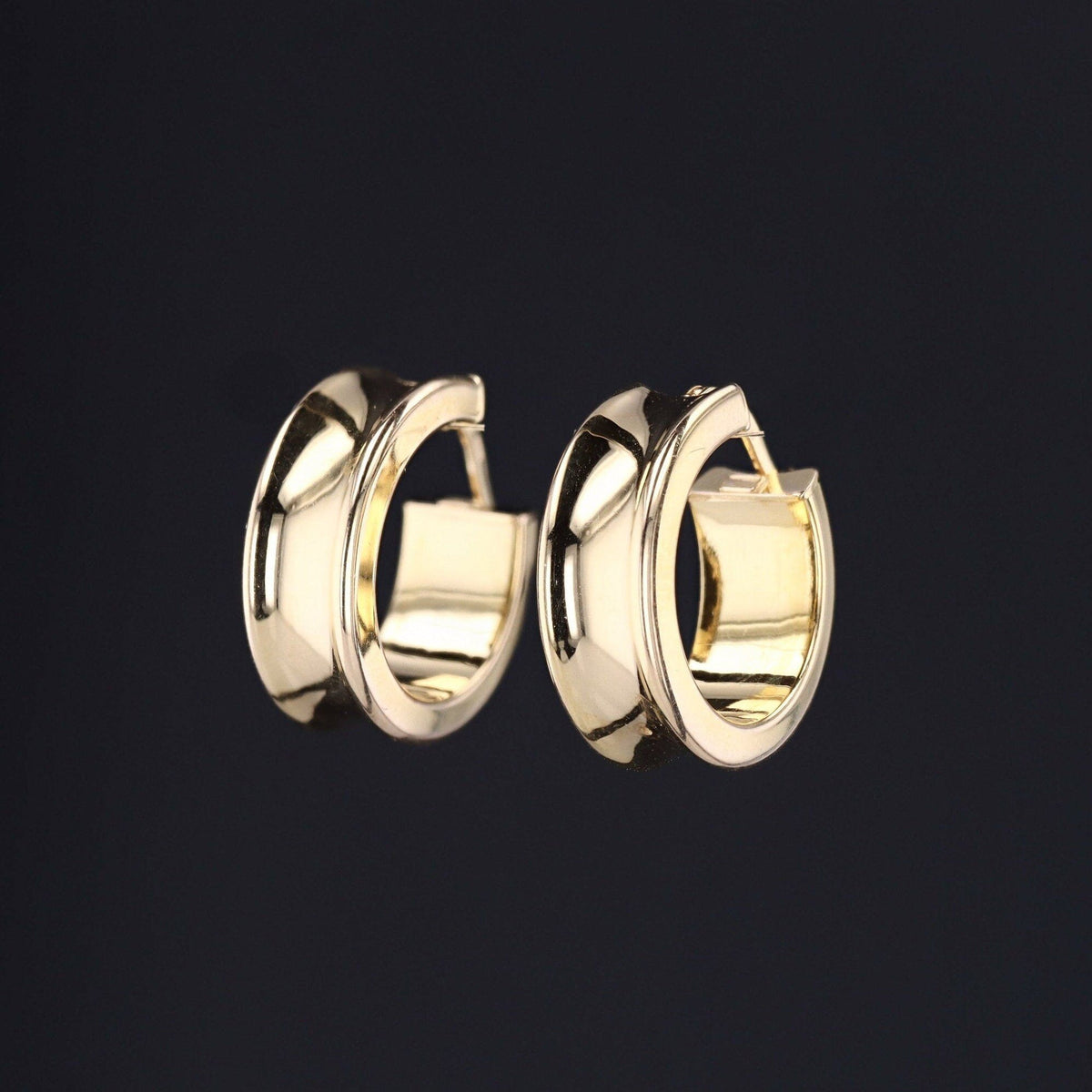 Chunky 14k Gold Hoop Earrings | Vintage 14k Gold Earrings - Trademark Antiques