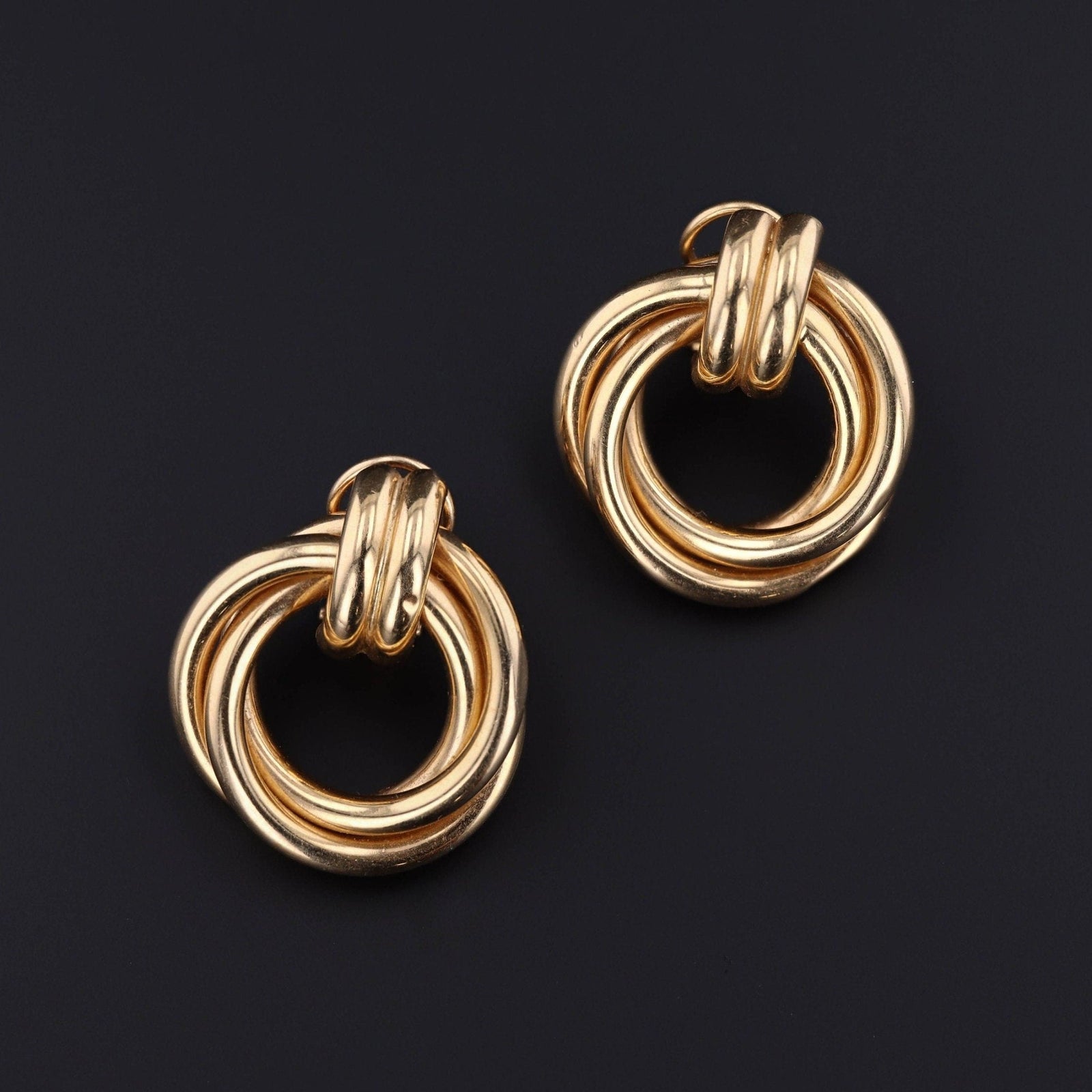 Chunky Gold Earrings | Vintage Earrings - Trademark Antiques