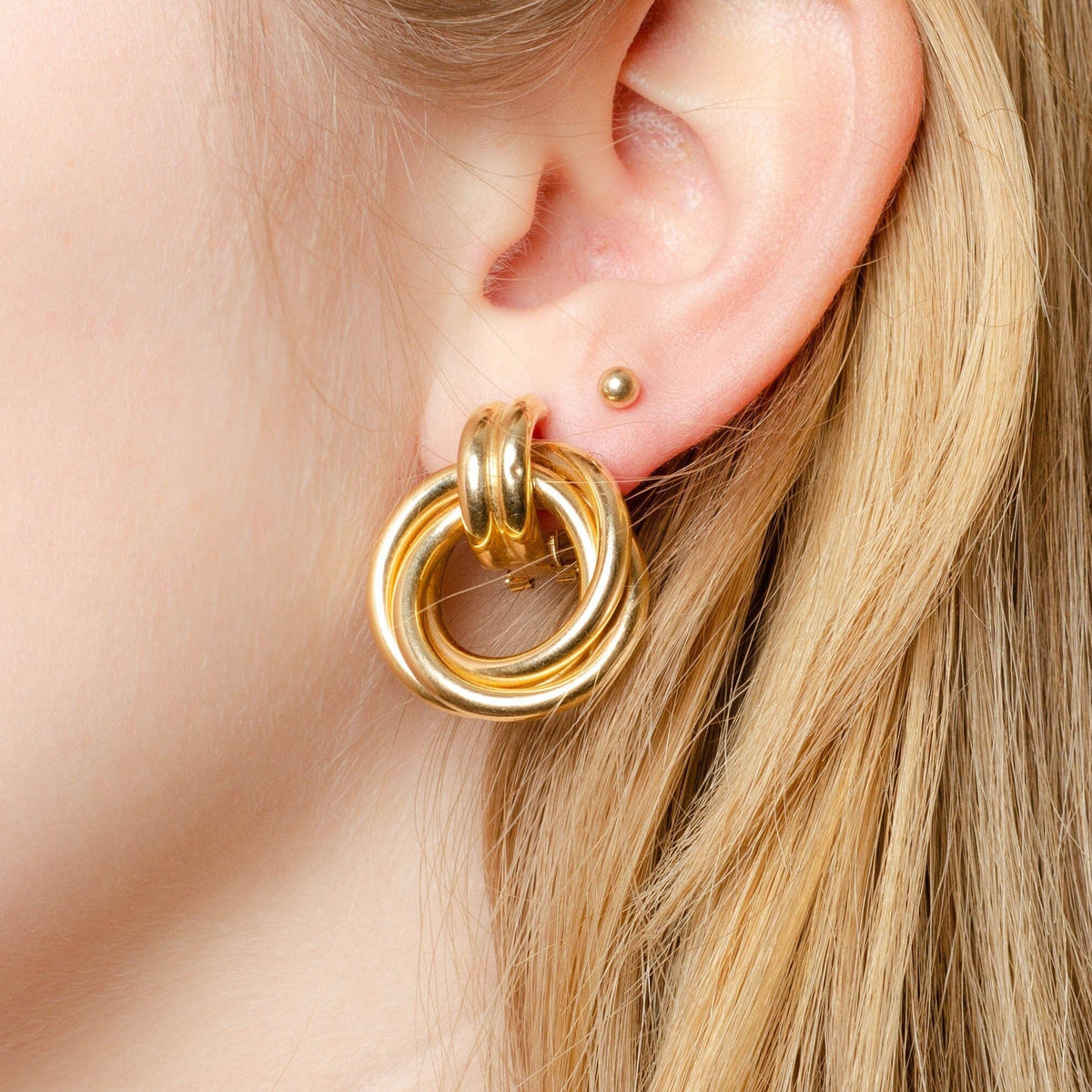 Chunky Gold Earrings | Vintage Earrings - Trademark Antiques