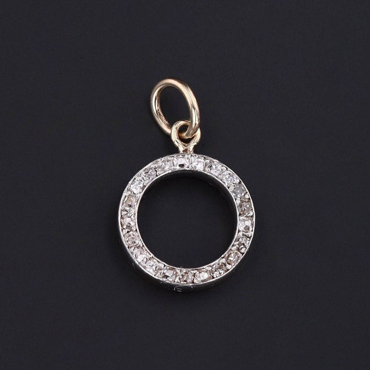 Circle Charm | 14k Gold, Platinum, Ruby &amp; Diamond Pendant - Trademark Antiques