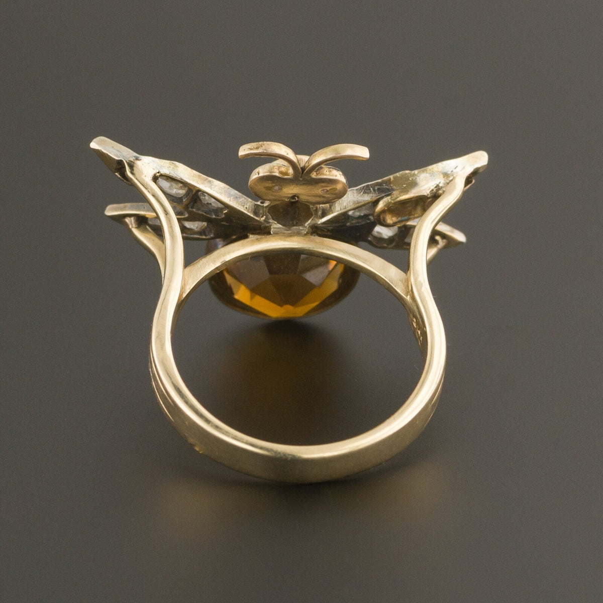 Citrine &amp; Diamond Bug Ring | 14k Gold Ring - Trademark Antiques