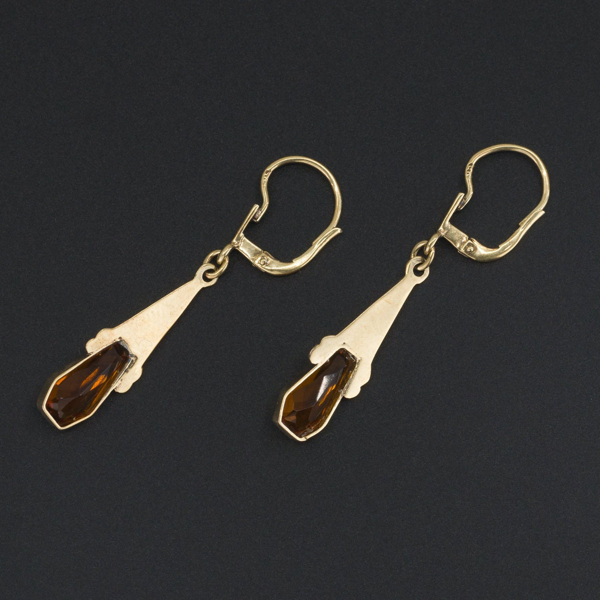 Citrine Earrings| 14k Gold Earrings - Trademark Antiques