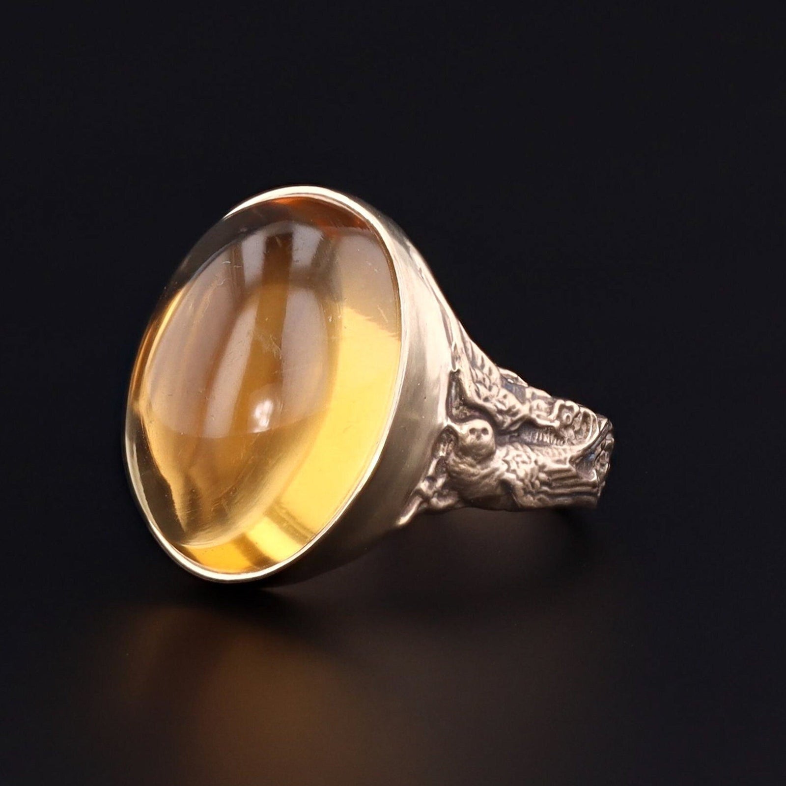 Citrine Ring | 14k Gold Citrine Bird Ring - Trademark Antiques