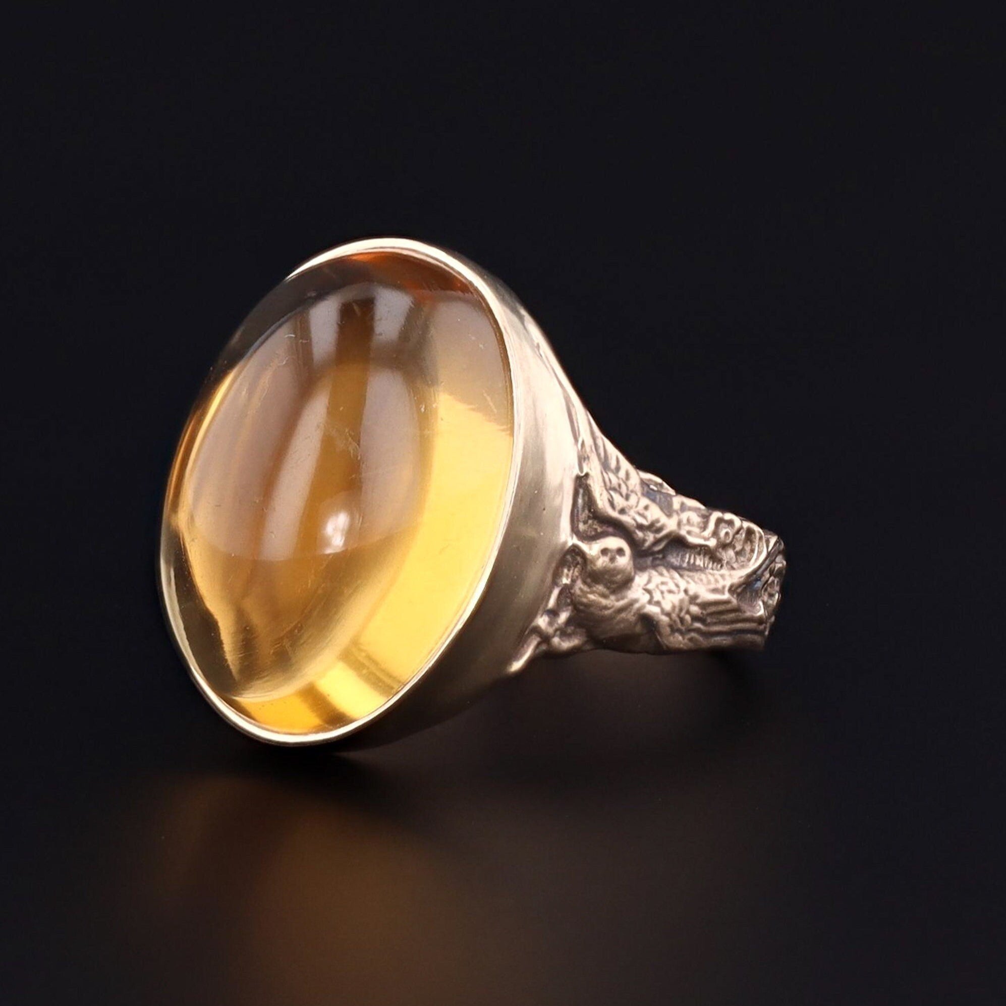 Citrine Ring | 14k Gold Citrine Bird Ring - Trademark Antiques