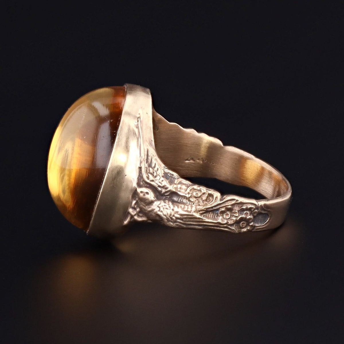 Citrine Ring | 14k Gold Citrine Bird Ring - Trademark Antiques