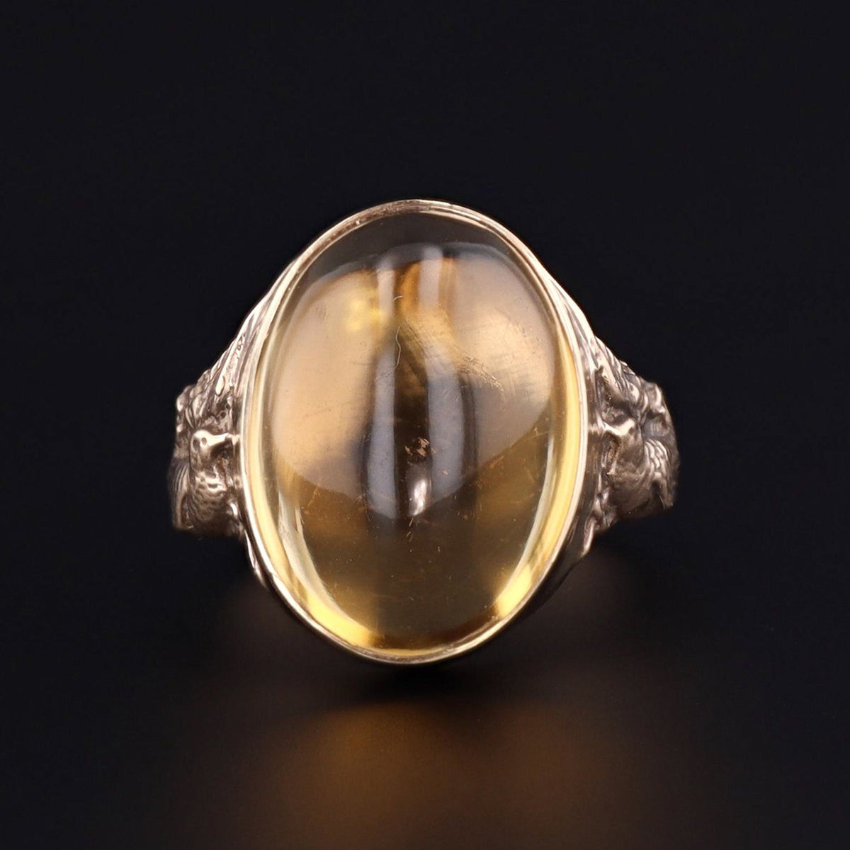Citrine Ring | 14k Gold Citrine Bird Ring - Trademark Antiques