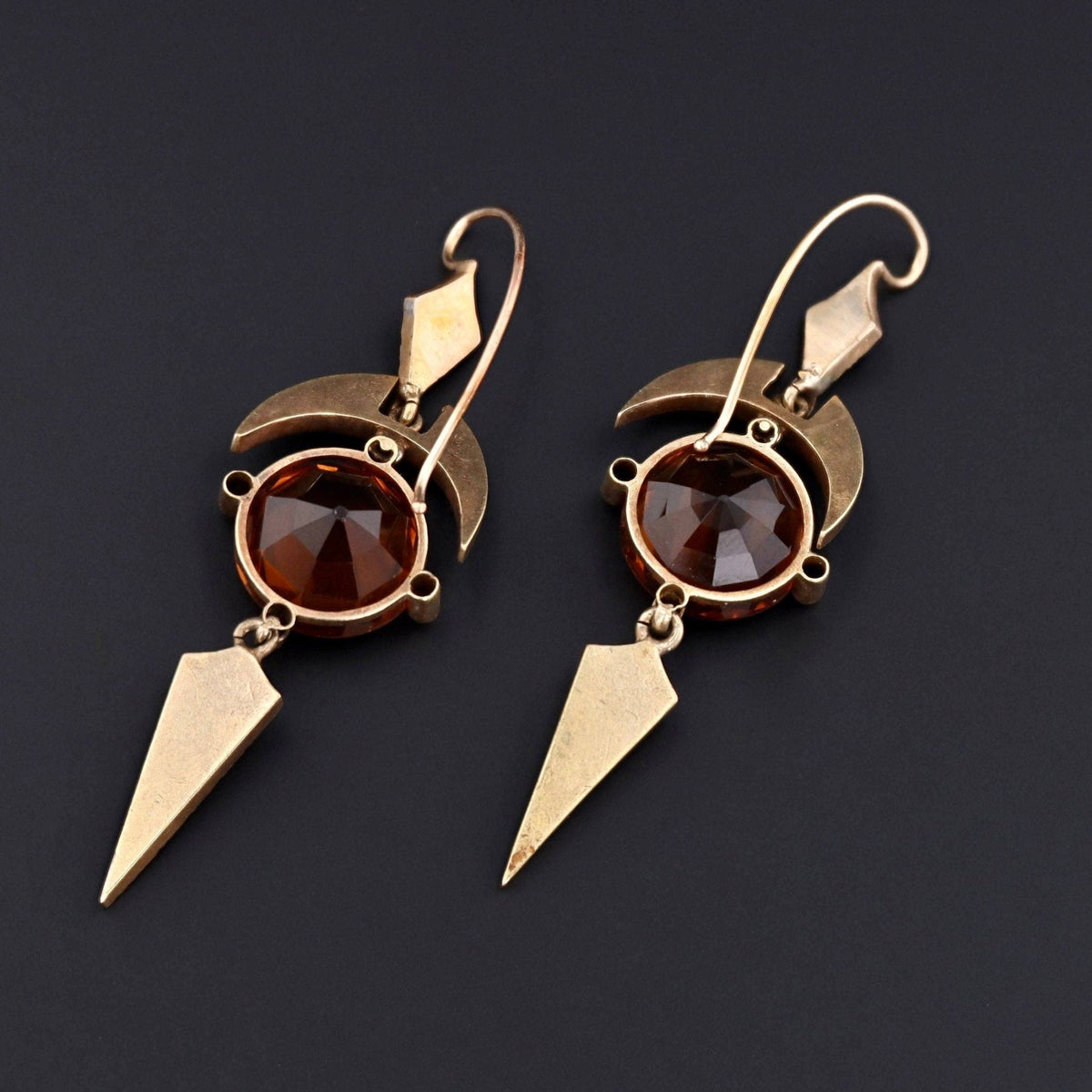 Citrine Statement Earrings | Dangle Earrings - Trademark Antiques