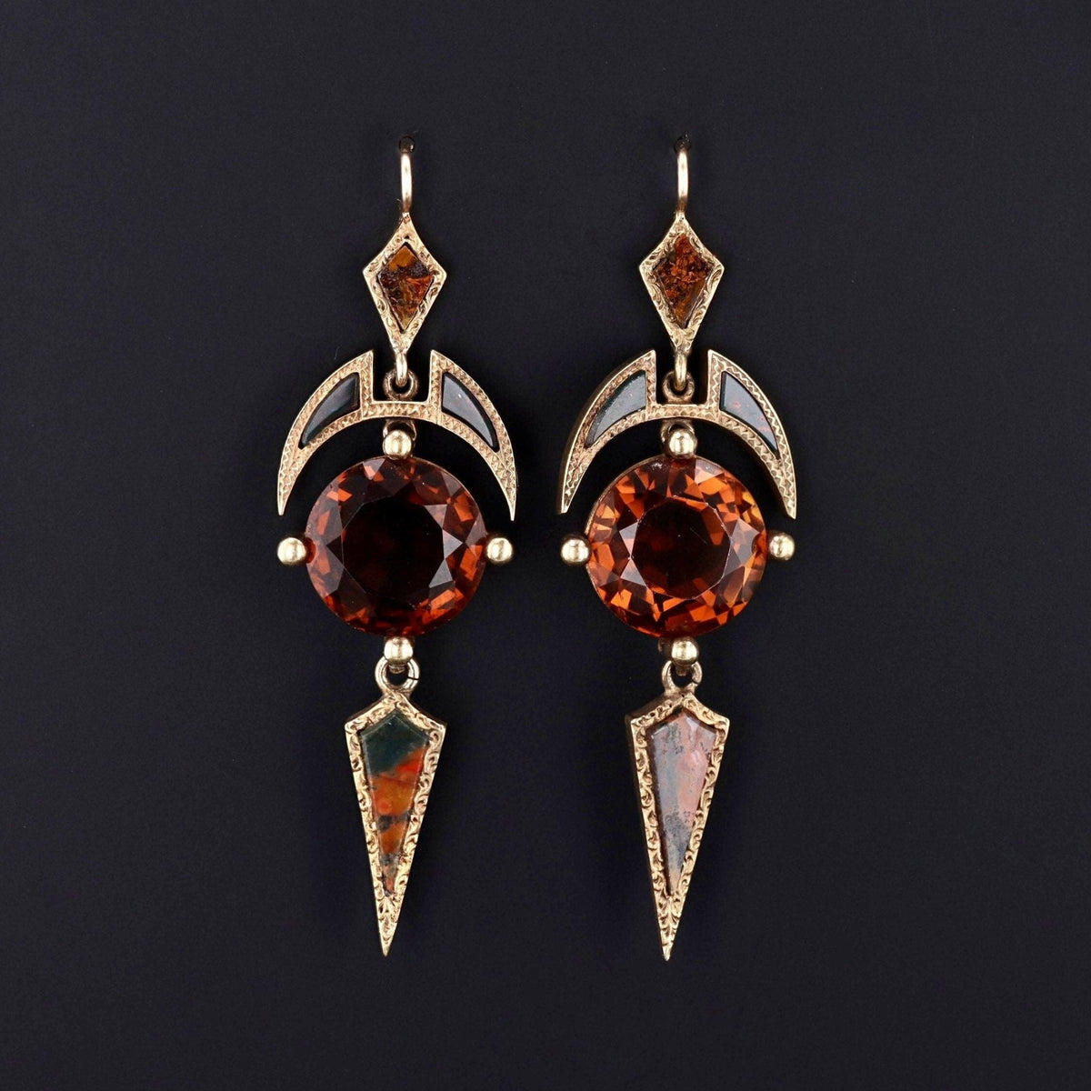 Citrine Statement Earrings | Dangle Earrings - Trademark Antiques