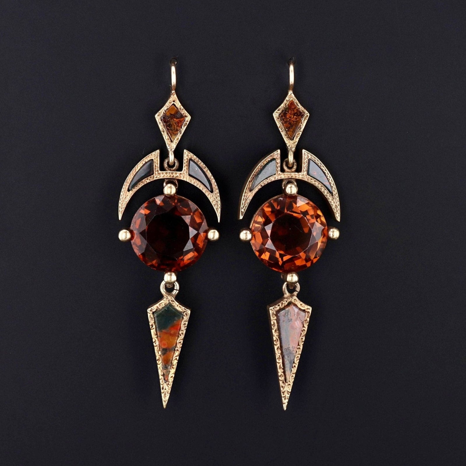 Citrine Statement Earrings | Dangle Earrings - Trademark Antiques