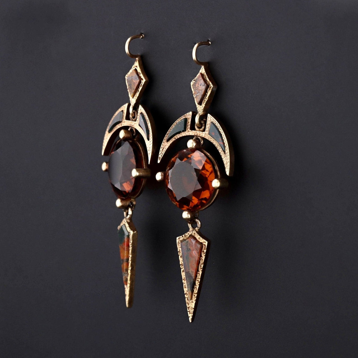 Citrine Statement Earrings | Dangle Earrings - Trademark Antiques