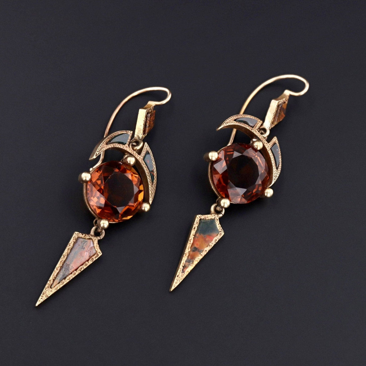Citrine Statement Earrings | Dangle Earrings - Trademark Antiques