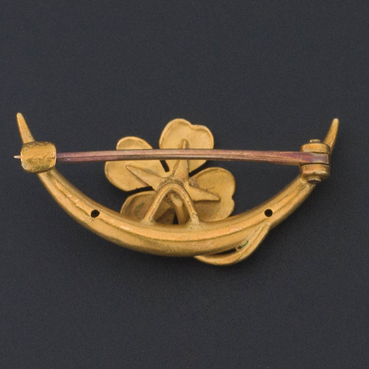 Clover Brooch | 14k Gold &amp; Enamel Clover Pin - Trademark Antiques