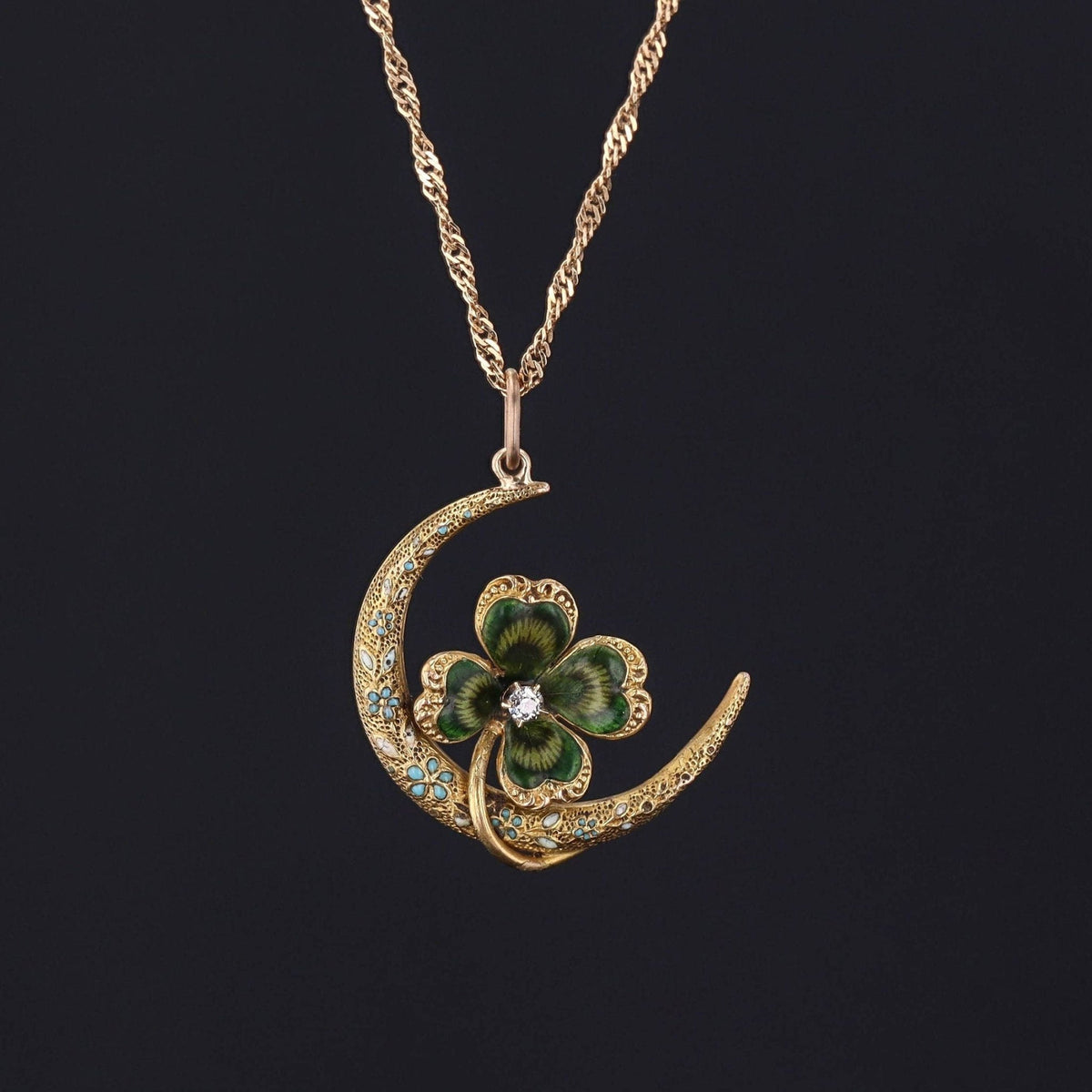Clover Pendant | Crescent Pendant - Trademark Antiques