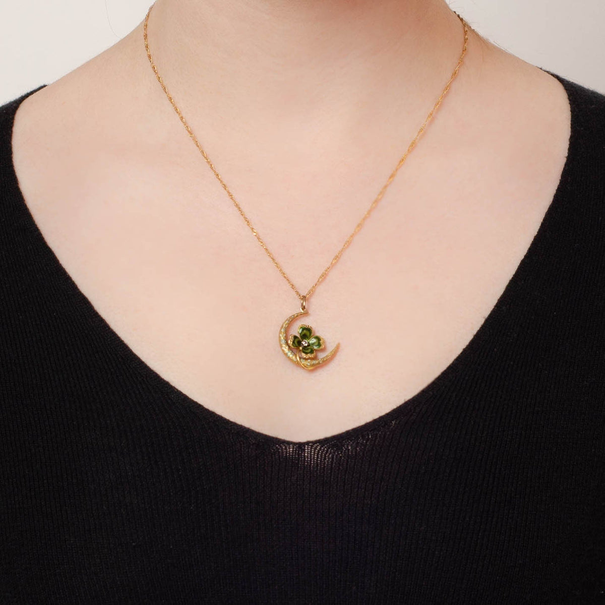 Clover Pendant | Crescent Pendant - Trademark Antiques