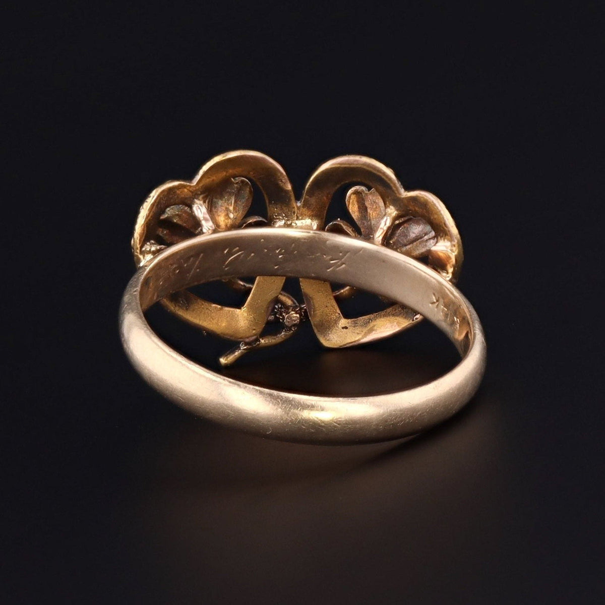 Clover Ring | 14k Gold Enamel Clover Ring - Trademark Antiques