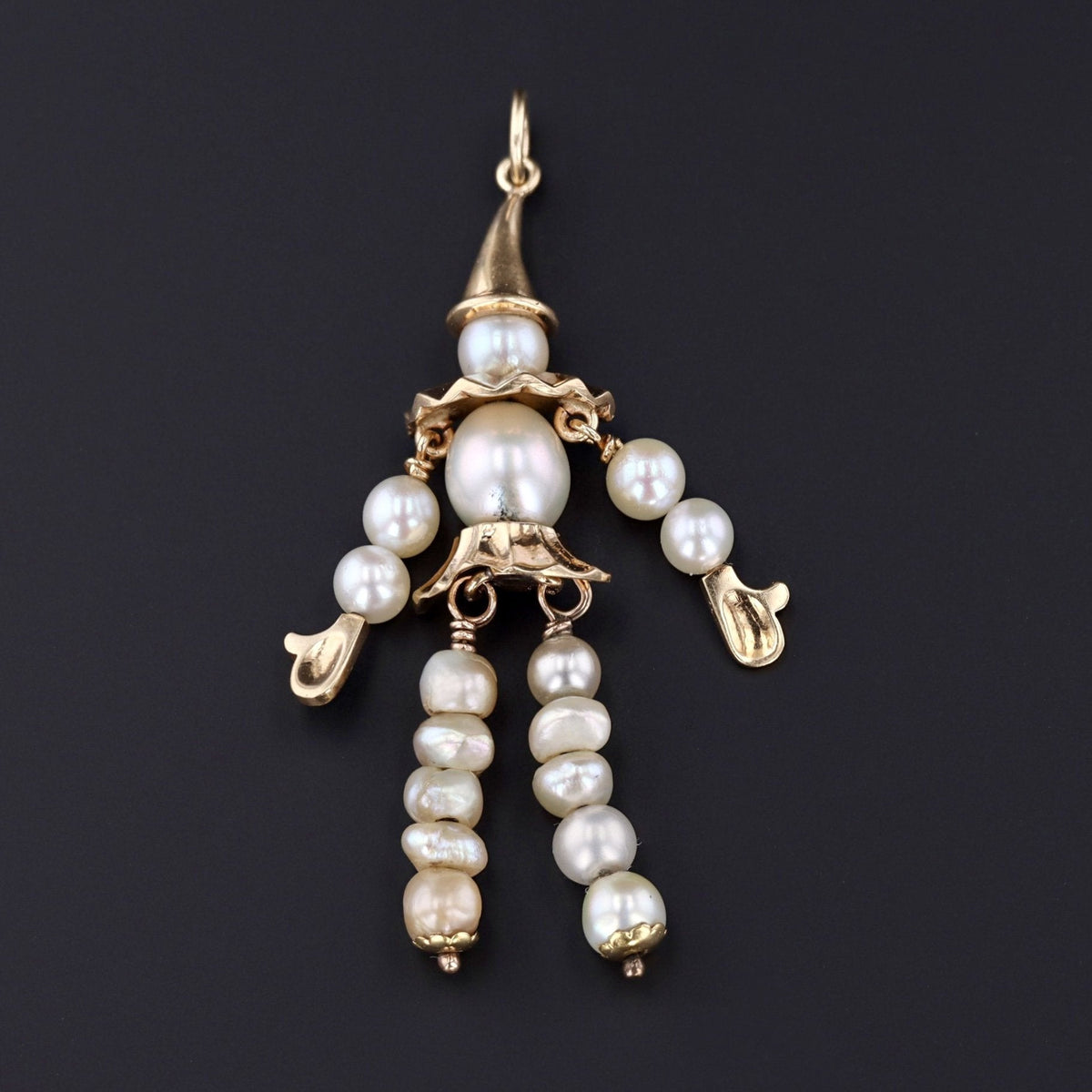 Clown Pendant | 14k Gold &amp; Pearl Pendant - Trademark Antiques