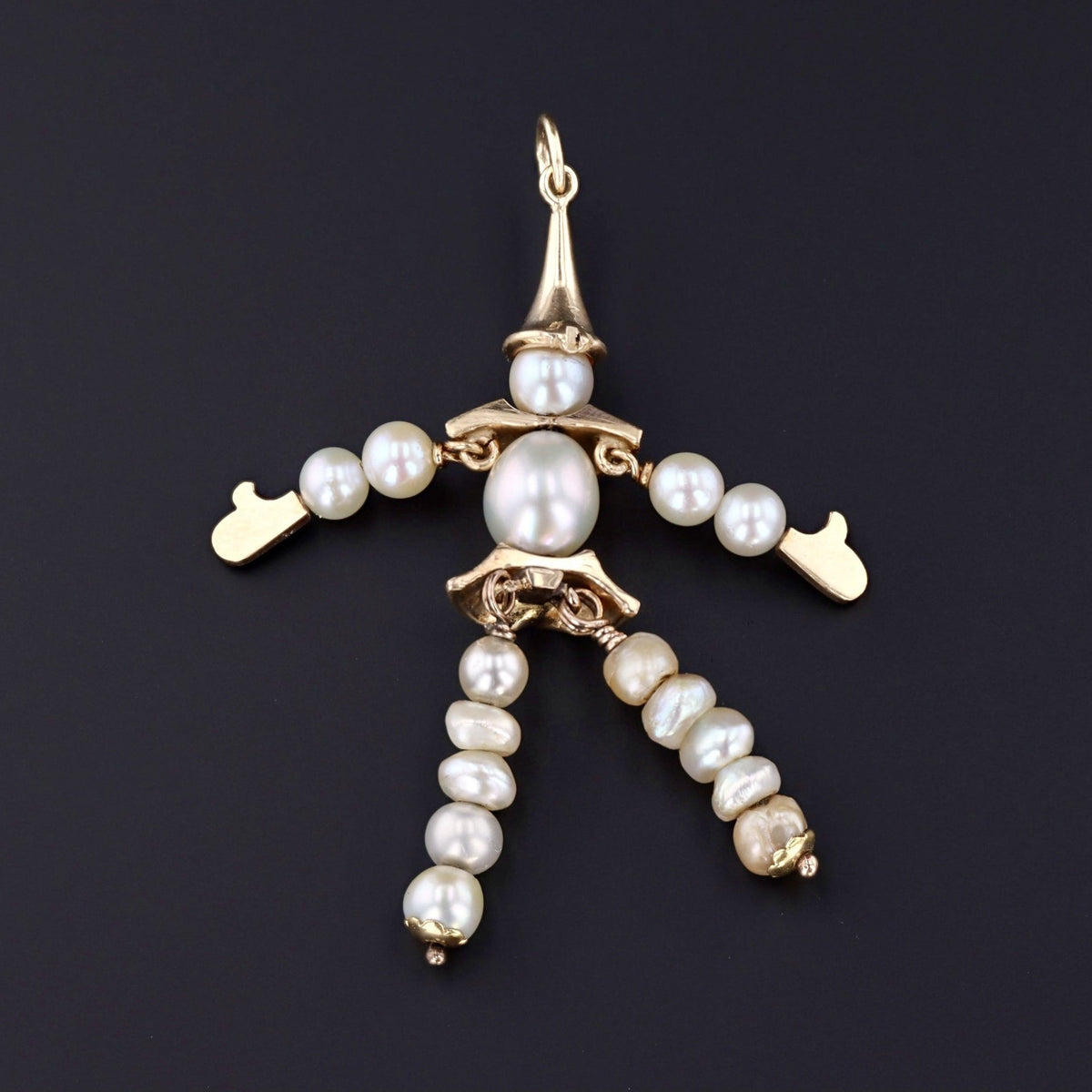 Clown Pendant | 14k Gold &amp; Pearl Pendant - Trademark Antiques