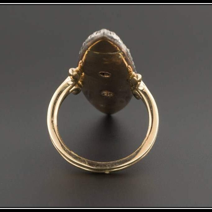 Cobalt Blue Enamel &amp; Diamond Ring | Antique Pin Conversion Ring - Trademark Antiques