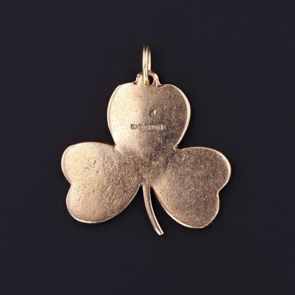 Connemara Marble Shamrock Pendant | 9ct Gold Shamrock Pendant - Trademark Antiques