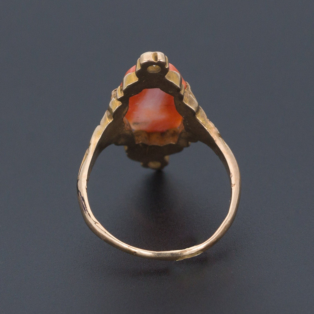 Coral and Diamond Ring | Antique Coral Ring - Trademark Antiques