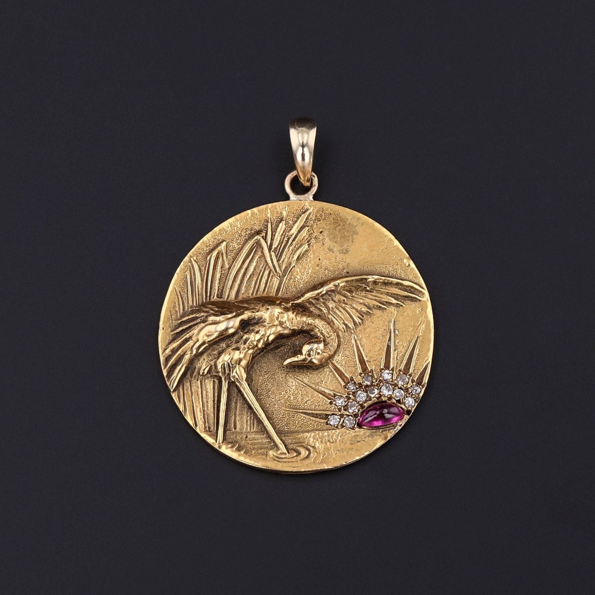 Crane Pendant | Bird Pendant - Trademark Antiques