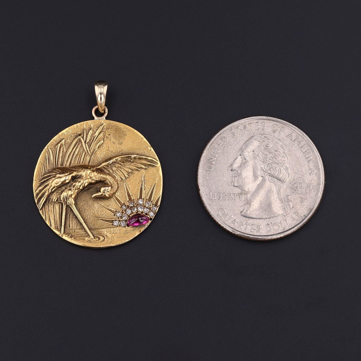 Crane Pendant | Bird Pendant - Trademark Antiques