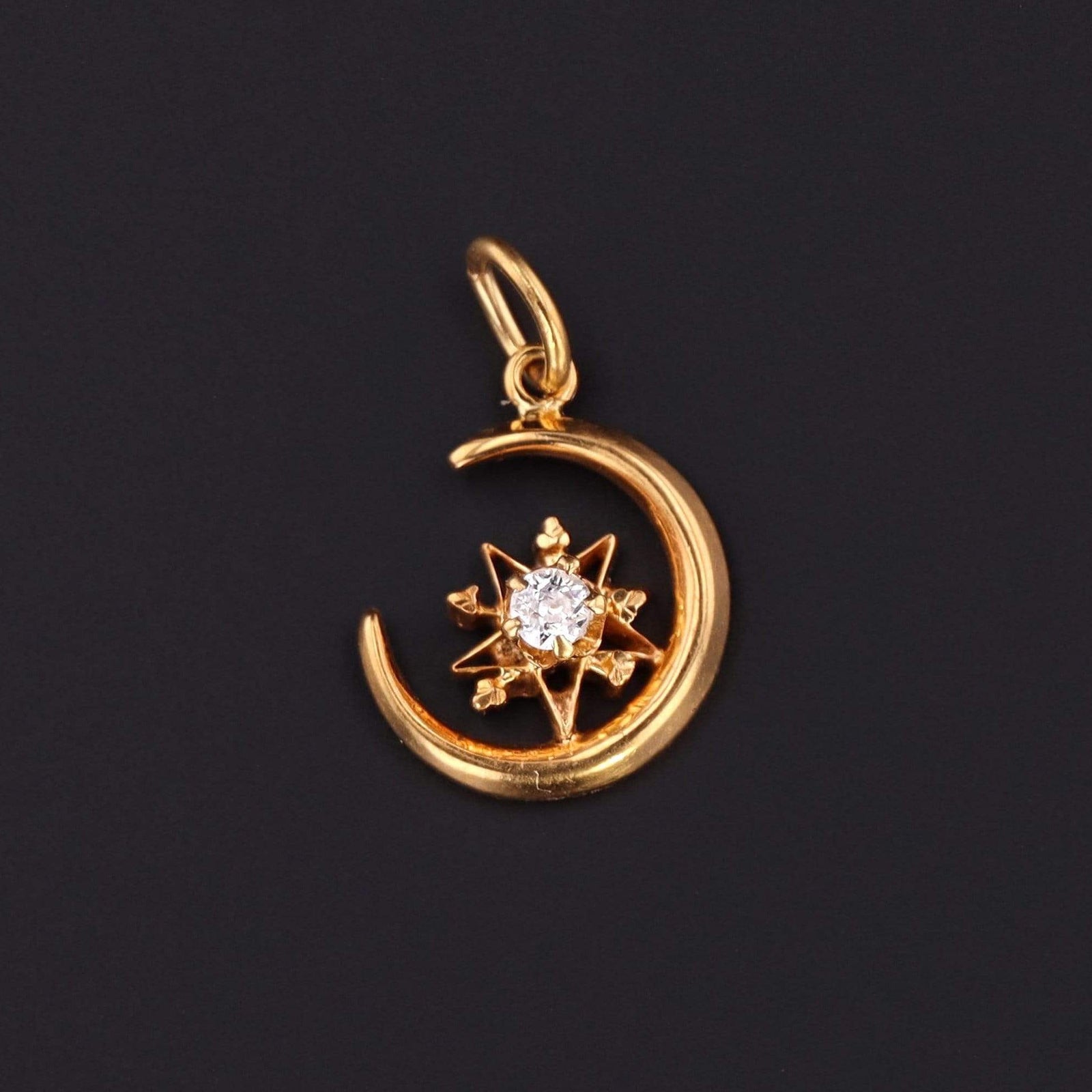 Crescent Moon Charm | Antique Crescent & Star Charm - Trademark Antiques